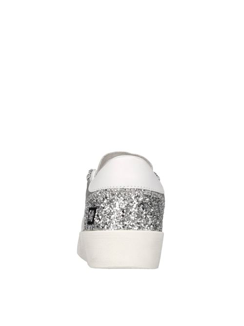 Sneakers in pelle e glitter D.A.T.E. | HILL HALF POPBIANCO-ARGENTO